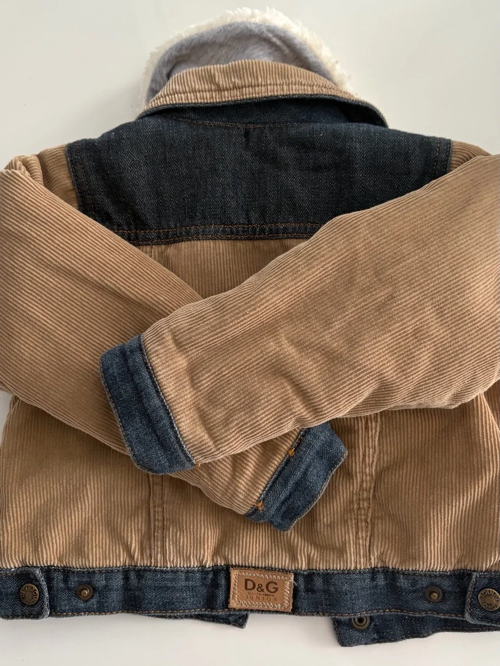 Kids Khaki Corduroy Winter Jacket by Dolce & Gabbana Junior 18-24 months